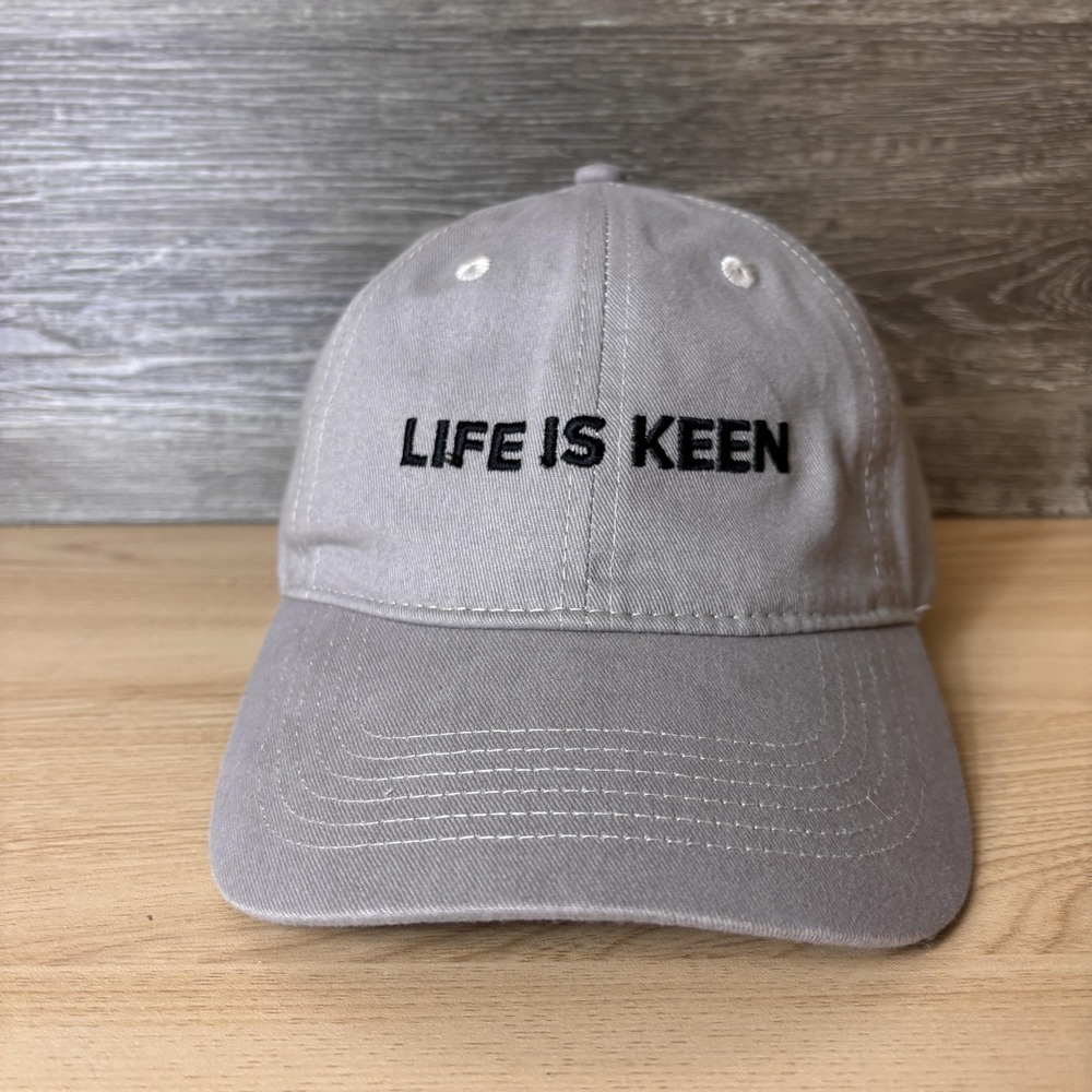 KEEN Hat Cap Strap Back Gray Black Life Is Keen Embroidered Dad Hat Outdoor Mens